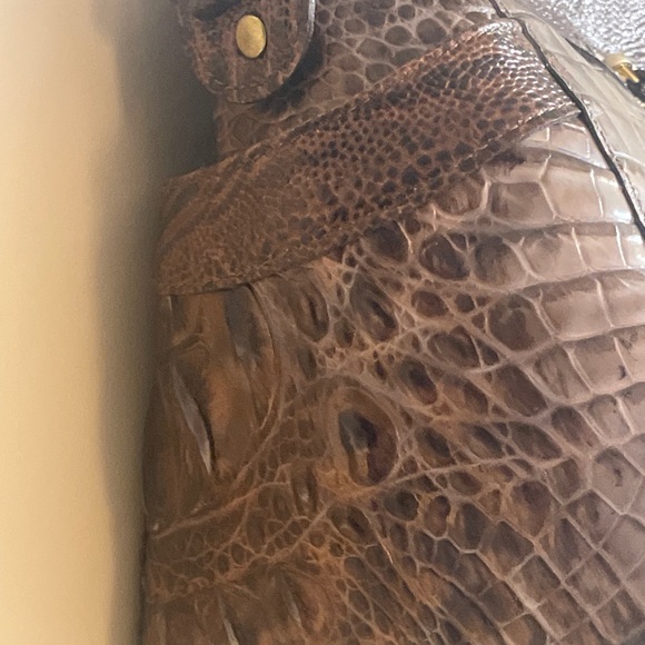 NWOT Brahmin Dark Toffee Embossed Leather Handbag - Picture 3 of 9